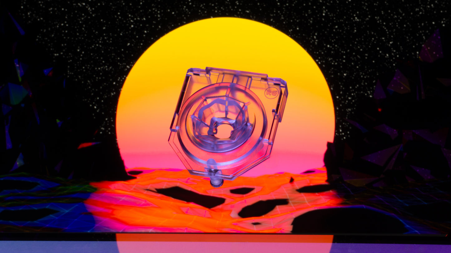 Renaissance N64 Clear Gate with Sunrise Retrowave background